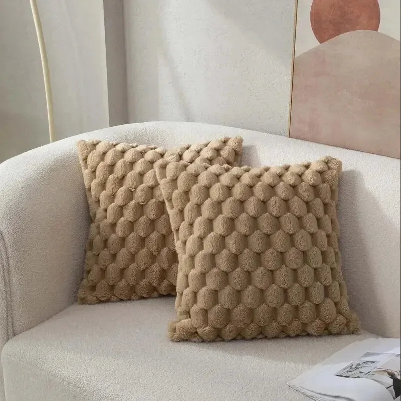1Pcs Pineapple Grid Turtle Pattern 3D Soft Plush Throw Pillowcase,Cream White for Living Room Sofa Bedroom Home Room Decor