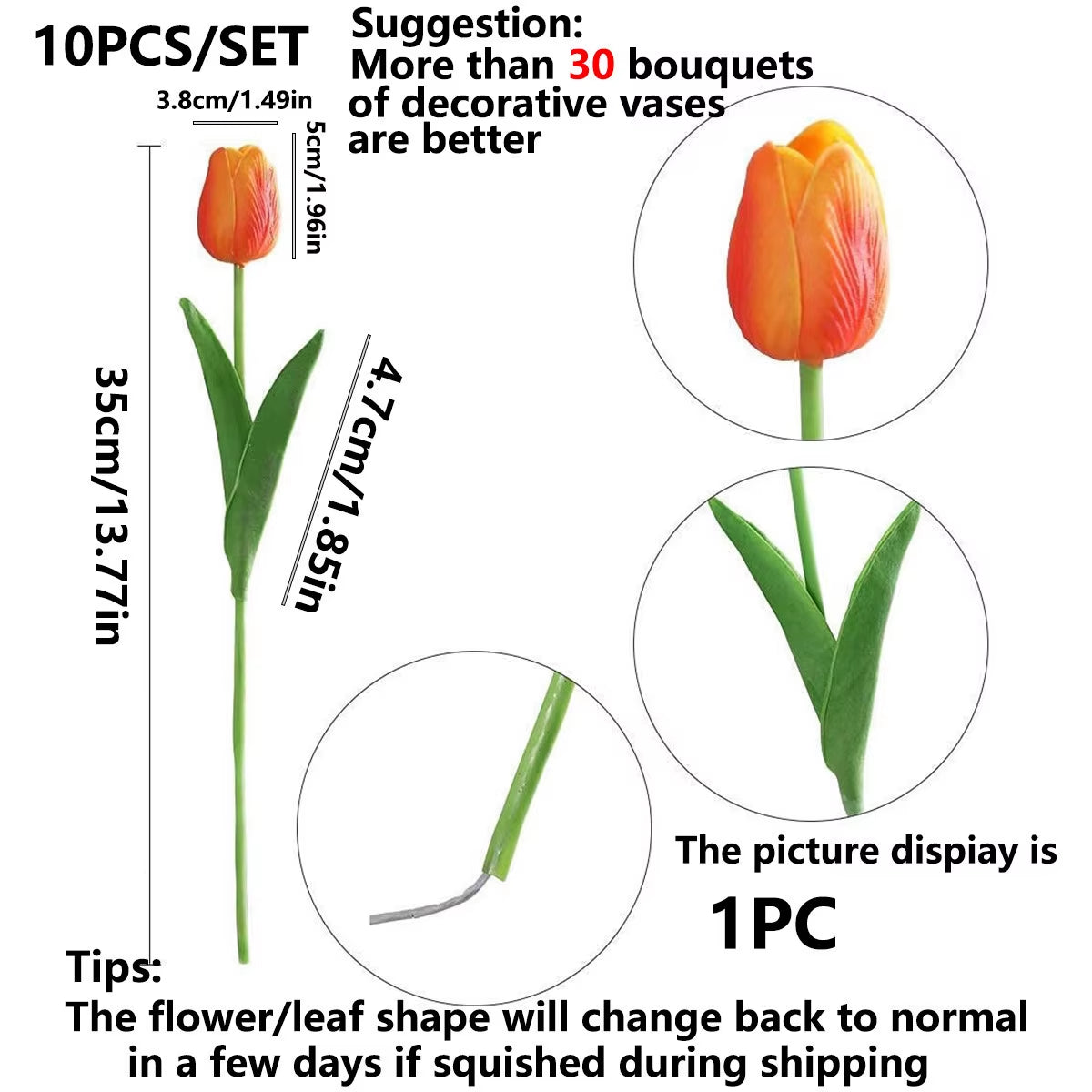 10Pcs Artificial Flower Realistic Touch Tulip Scrapbooking Vase Home Decor Wedding Garden Arch Garland Mother'S Day Bouquet Diy