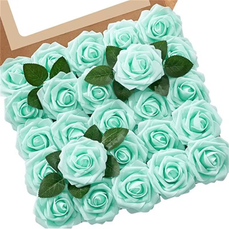 10~100Pcs Rose Artificial Flowers Foam Fake Roses Wedding Bouquets Centerpieces Mothers Day Valentines Gifts Party Decoration