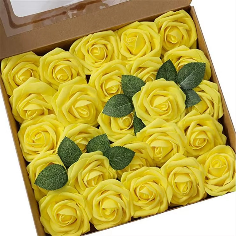 10~100Pcs Rose Artificial Flowers Foam Fake Roses Wedding Bouquets Centerpieces Mothers Day Valentines Gifts Party Decoration