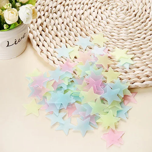 100Pcs Luminous Wall Stickers Glow in the Dark Stars Stickers for Kids Baby Rooms Colorful Fluorescent Home Room Decor Decals