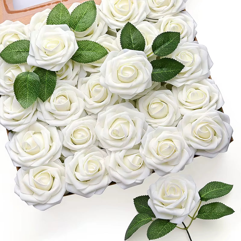 10~100Pcs Rose Artificial Flowers Foam Fake Roses Wedding Bouquets Centerpieces Mothers Day Valentines Gifts Party Decoration