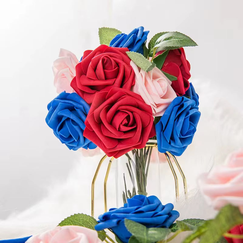 10~100Pcs Rose Artificial Flowers Foam Fake Roses Wedding Bouquets Centerpieces Mothers Day Valentines Gifts Party Decoration