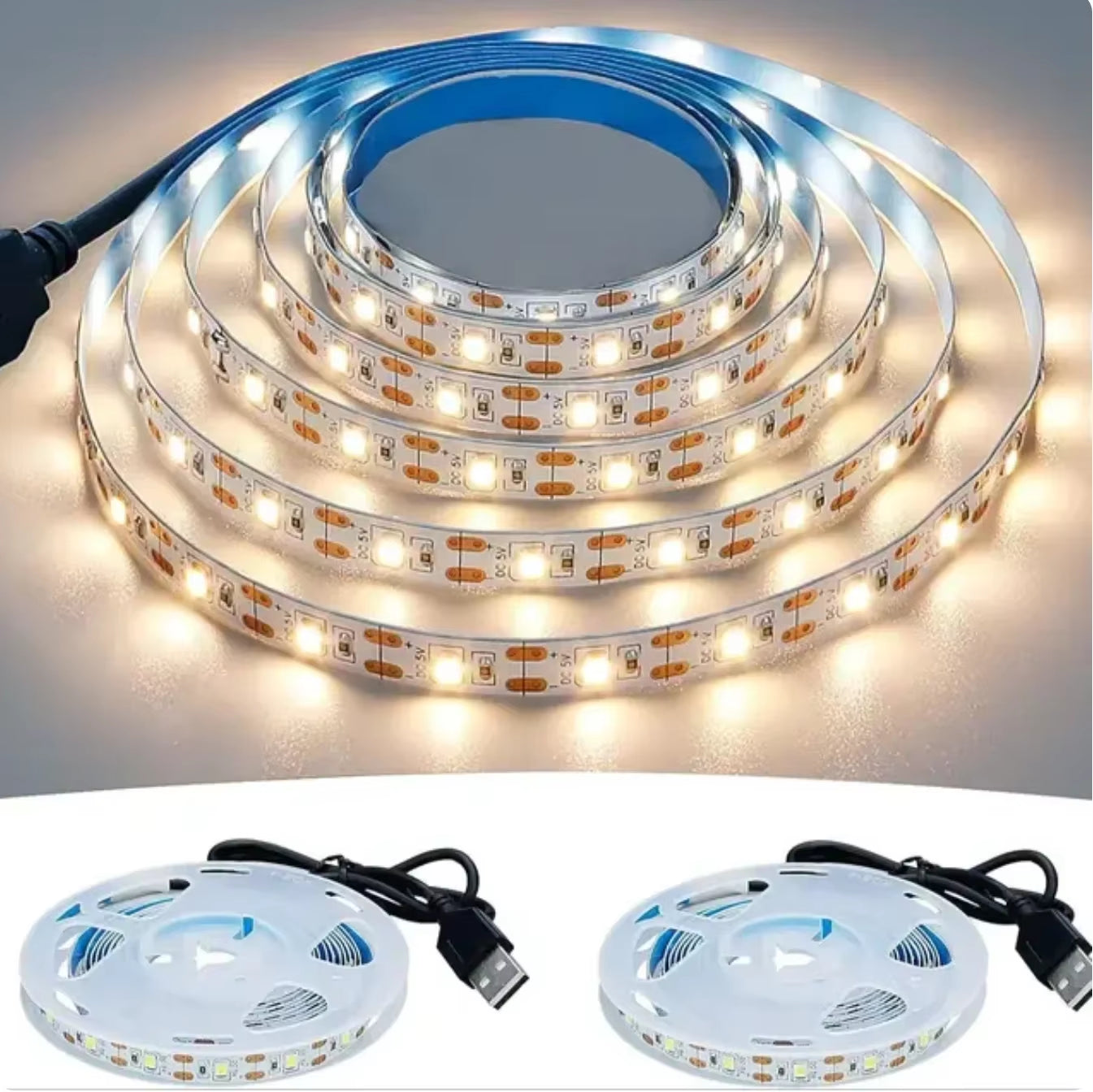 DC 5V USB LED Strips 2835 White Warm White LED Strip Light TV Background Lighting Tape Home Decor Lamp 1- 5M LED String Light