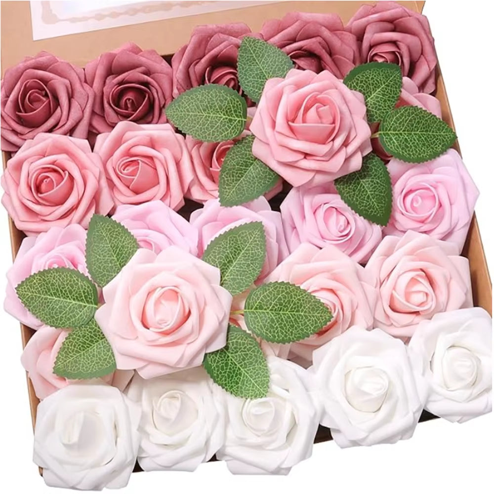 10~100Pcs Rose Artificial Flowers Foam Fake Roses Wedding Bouquets Centerpieces Mothers Day Valentines Gifts Party Decoration