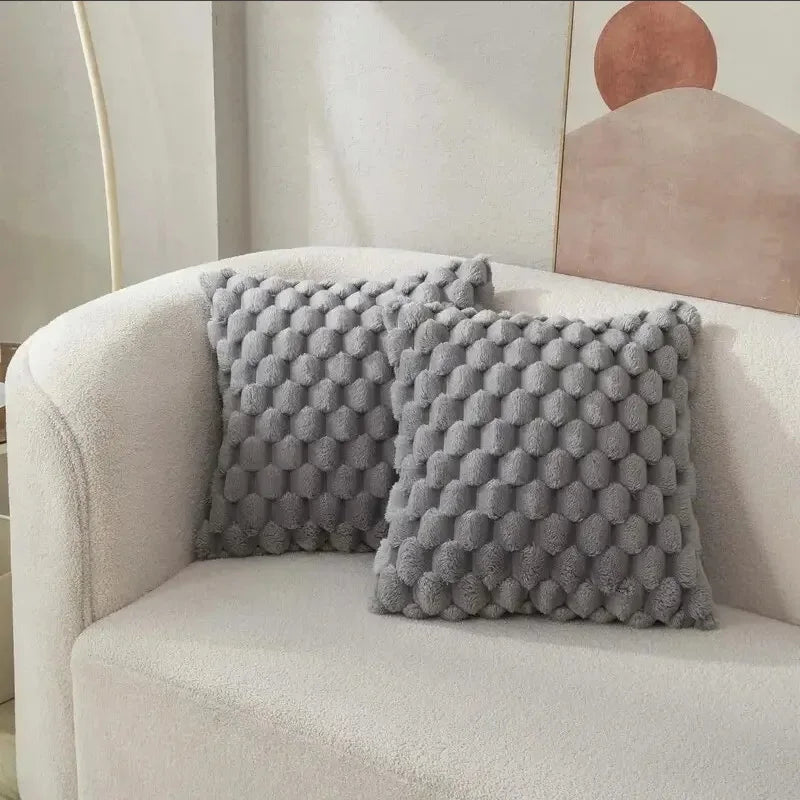1Pcs Pineapple Grid Turtle Pattern 3D Soft Plush Throw Pillowcase,Cream White for Living Room Sofa Bedroom Home Room Decor