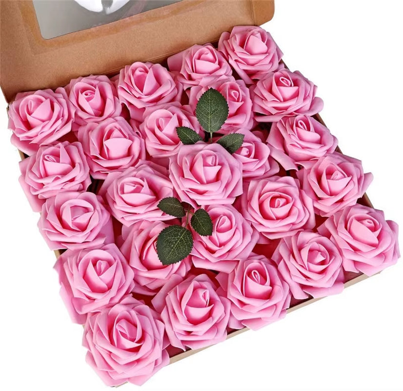 10~100Pcs Rose Artificial Flowers Foam Fake Roses Wedding Bouquets Centerpieces Mothers Day Valentines Gifts Party Decoration
