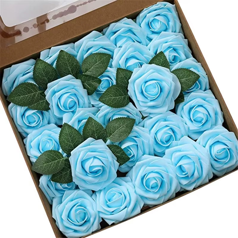 10~100Pcs Rose Artificial Flowers Foam Fake Roses Wedding Bouquets Centerpieces Mothers Day Valentines Gifts Party Decoration