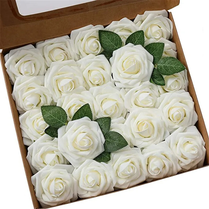10~100Pcs Rose Artificial Flowers Foam Fake Roses Wedding Bouquets Centerpieces Mothers Day Valentines Gifts Party Decoration